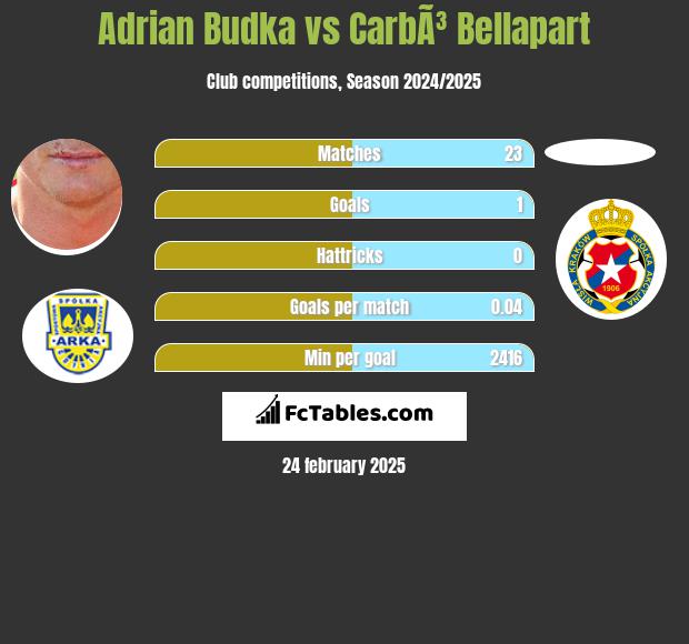 Adrian Budka vs CarbÃ³ Bellapart h2h player stats