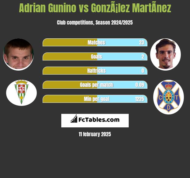 Adrian Gunino vs GonzÃ¡lez MartÃ­nez h2h player stats