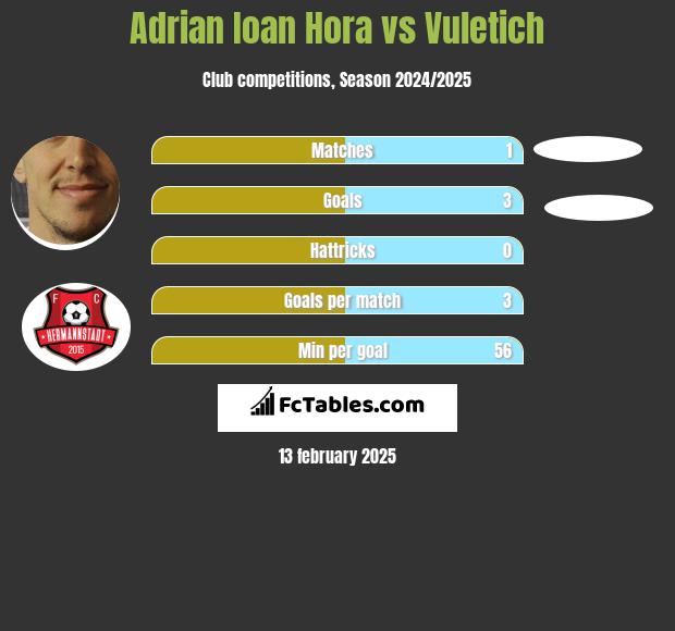 Adrian Ioan Hora vs Vuletich h2h player stats