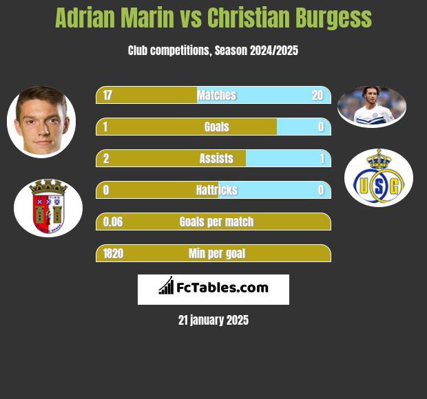 Adrian Marin vs Christian Burgess h2h player stats