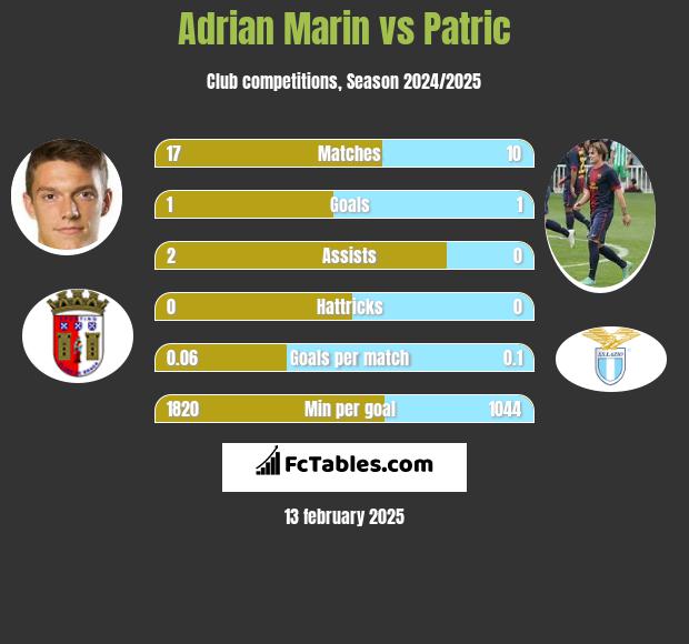 Adrian Marin vs Patric h2h player stats