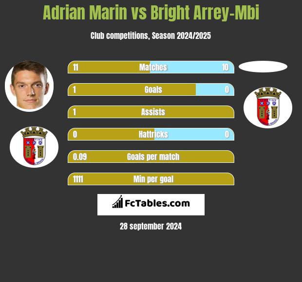 Adrian Marin vs Bright Arrey-Mbi h2h player stats