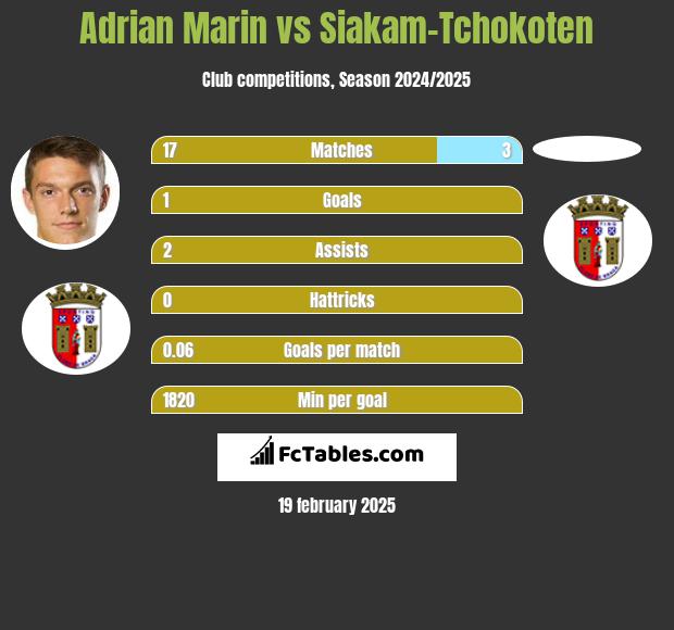 Adrian Marin vs Siakam-Tchokoten h2h player stats