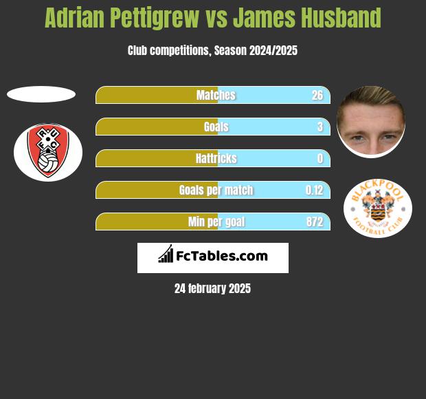 Adrian Pettigrew vs James Husband h2h player stats