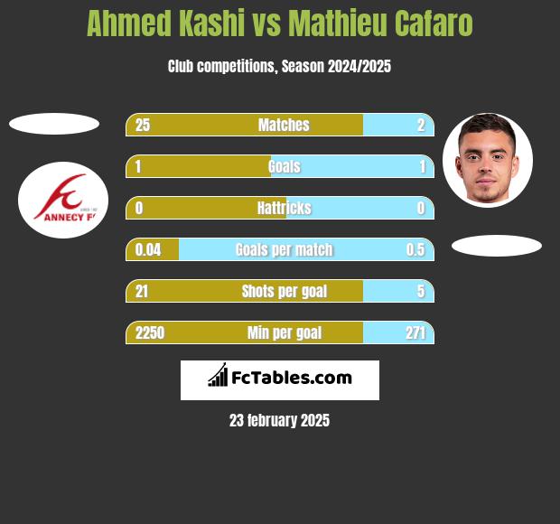 Ahmed Kashi vs Mathieu Cafaro h2h player stats