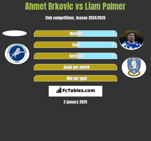 Ahmet Brkovic vs Liam Palmer h2h player stats