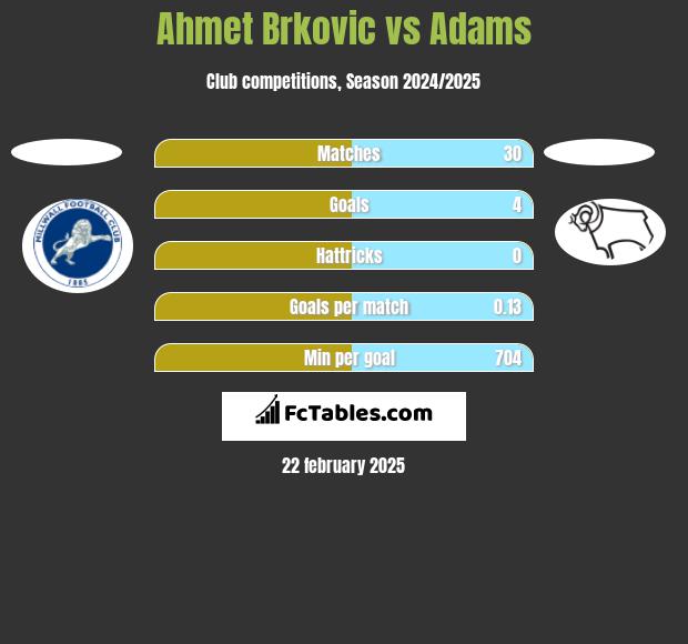 Ahmet Brkovic vs Adams h2h player stats