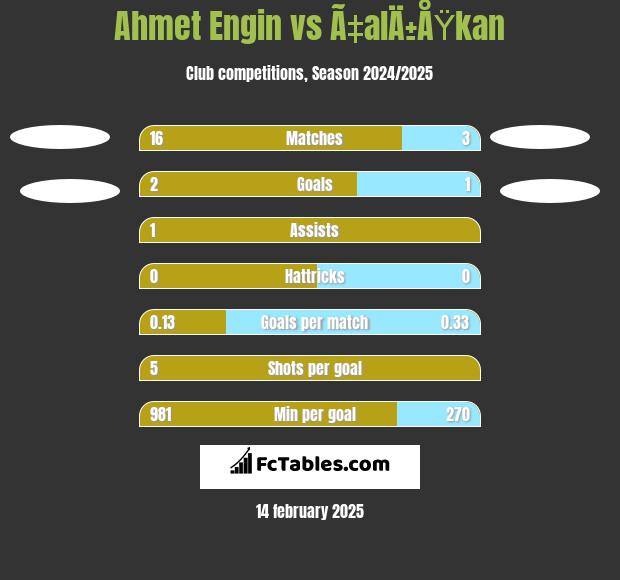 Ahmet Engin vs Ã‡alÄ±ÅŸkan h2h player stats