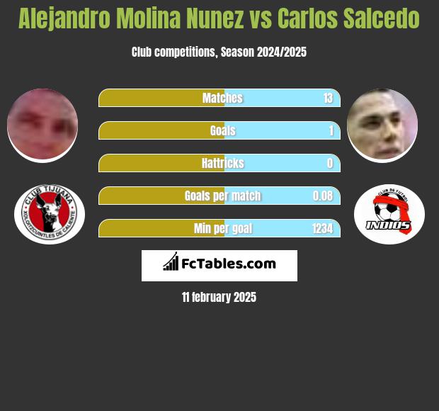 Alejandro Molina Nunez vs Carlos Salcedo h2h player stats