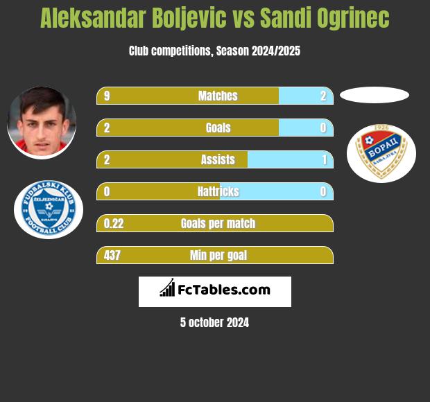 Aleksandar Boljevic vs Sandi Ogrinec h2h player stats