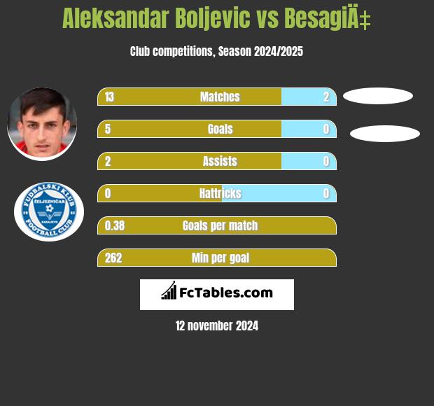 Aleksandar Boljevic vs BesagiÄ‡ h2h player stats