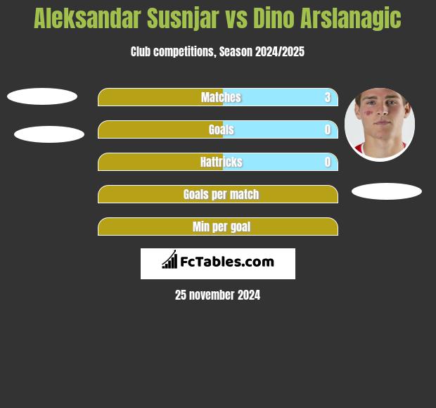 Aleksandar Susnjar vs Dino Arslanagic h2h player stats