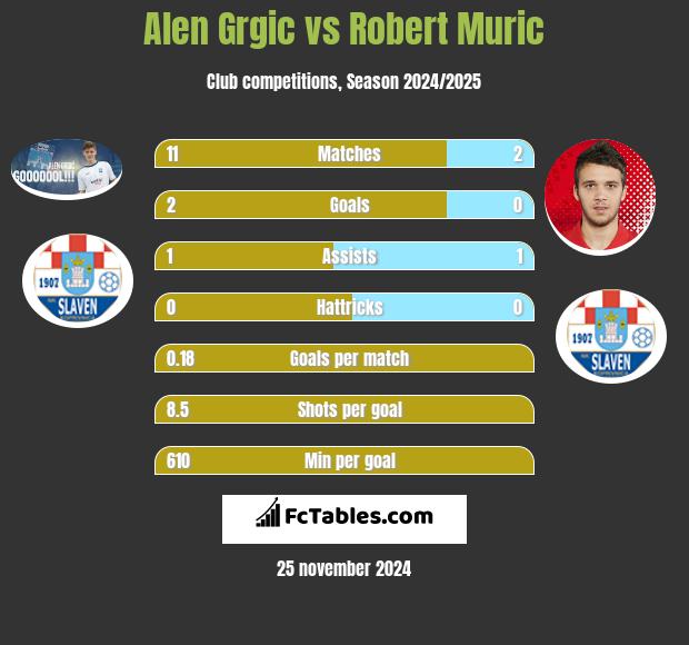 Alen Grgic vs Robert Murić h2h player stats