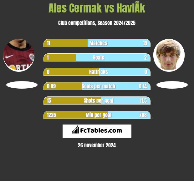 Ales Cermak vs HavlÃ­k h2h player stats