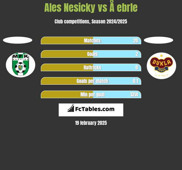 Ales Nesicky vs Å ebrle h2h player stats