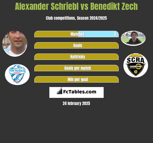 Alexander Schriebl vs Benedikt Zech h2h player stats