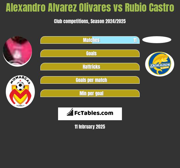 Alexandro Alvarez Olivares vs Rubio Castro h2h player stats