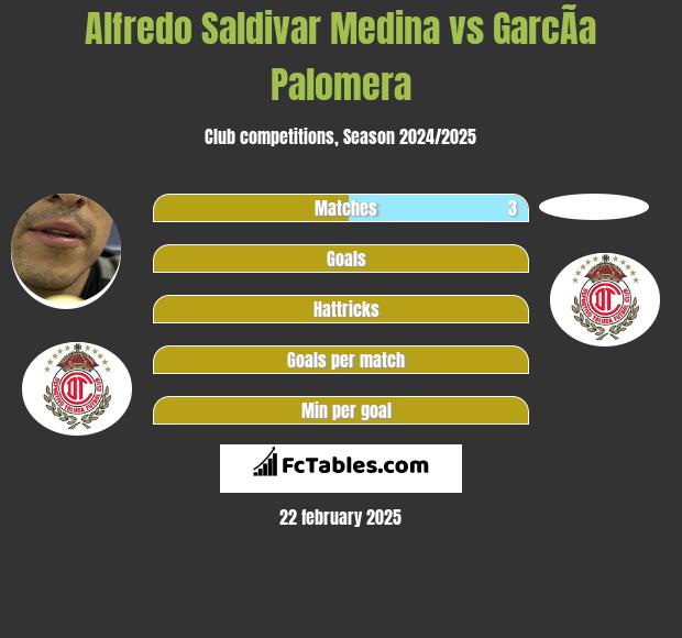 Alfredo Saldivar Medina vs GarcÃ­a Palomera h2h player stats