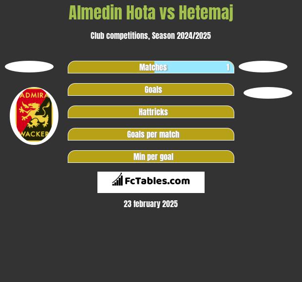 Almedin Hota vs Hetemaj h2h player stats