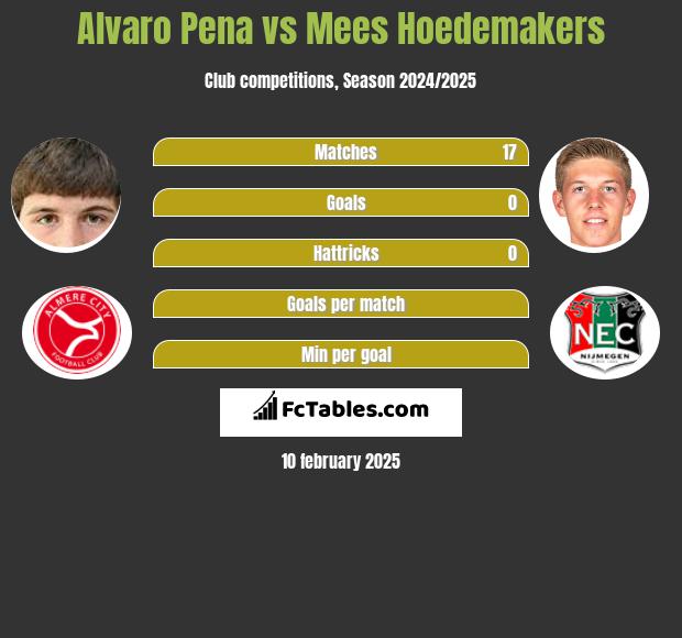 Alvaro Pena vs Mees Hoedemakers h2h player stats