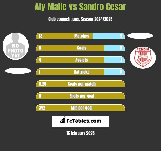 Aly Malle vs Sandro Cesar h2h player stats