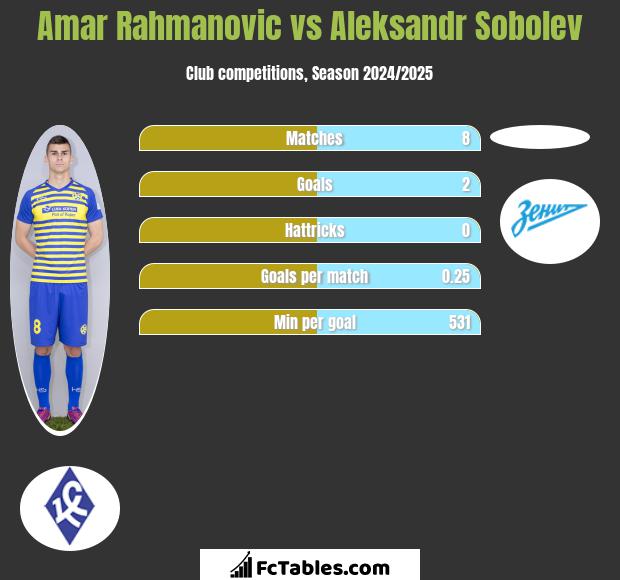 Amar Rahmanovic vs Aleksandr Sobolev h2h player stats