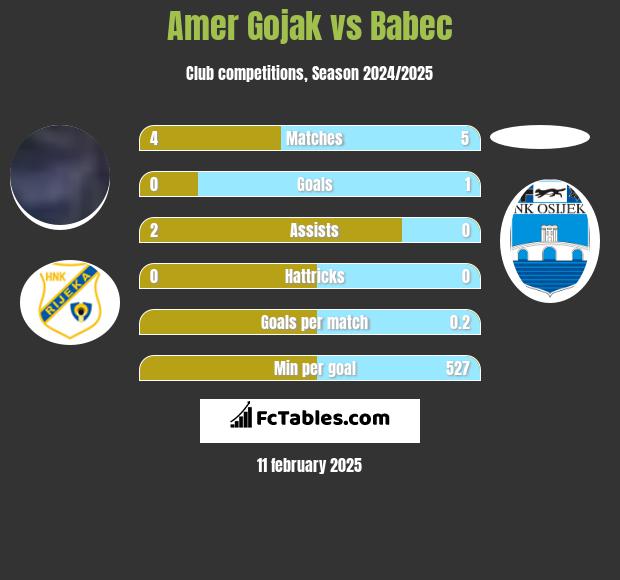 Amer Gojak vs Babec h2h player stats