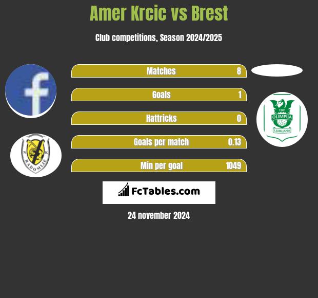 Amer Krcic vs Brest h2h player stats