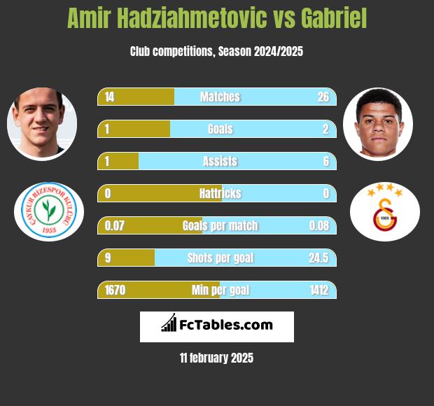 Amir Hadziahmetovic vs Gabriel h2h player stats