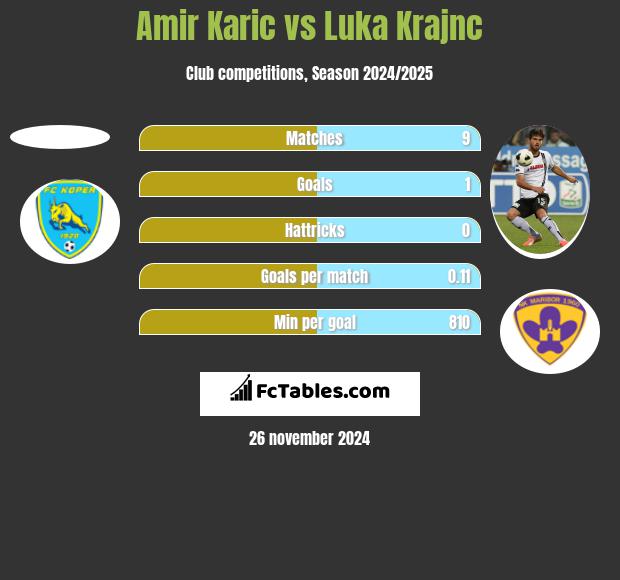 Amir Karic vs Luka Krajnc h2h player stats