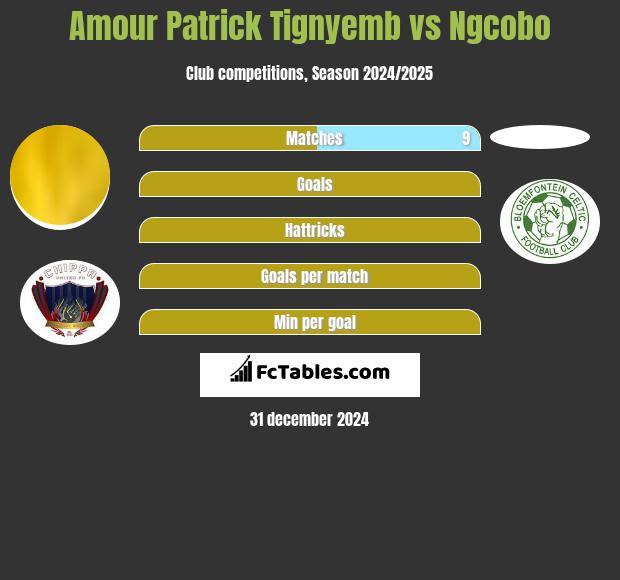 Amour Patrick Tignyemb vs Ngcobo h2h player stats