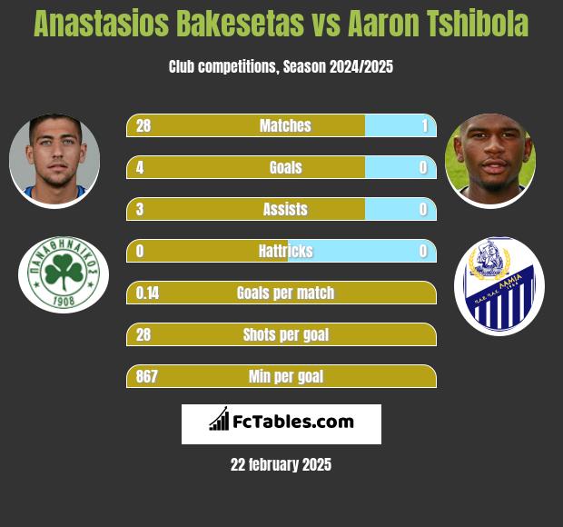 Anastasios Bakesetas vs Aaron Tshibola h2h player stats