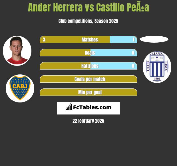 Ander Herrera vs Castillo PeÃ±a h2h player stats