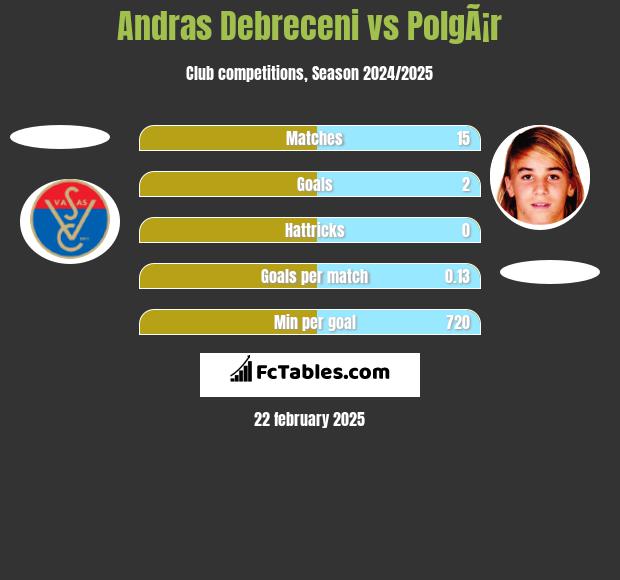 Andras Debreceni vs PolgÃ¡r h2h player stats