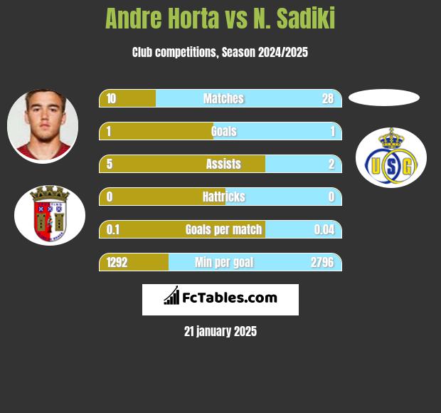 Andre Horta vs N. Sadiki h2h player stats