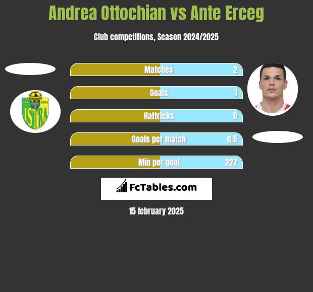 Andrea Ottochian vs Ante Erceg h2h player stats