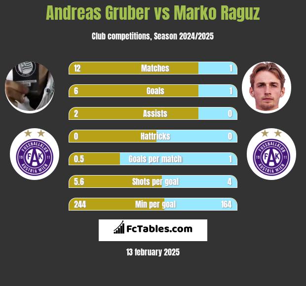 Andreas Gruber vs Marko Raguz h2h player stats