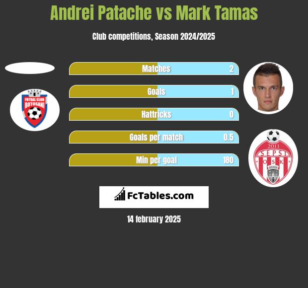 Andrei Patache vs Mark Tamas h2h player stats