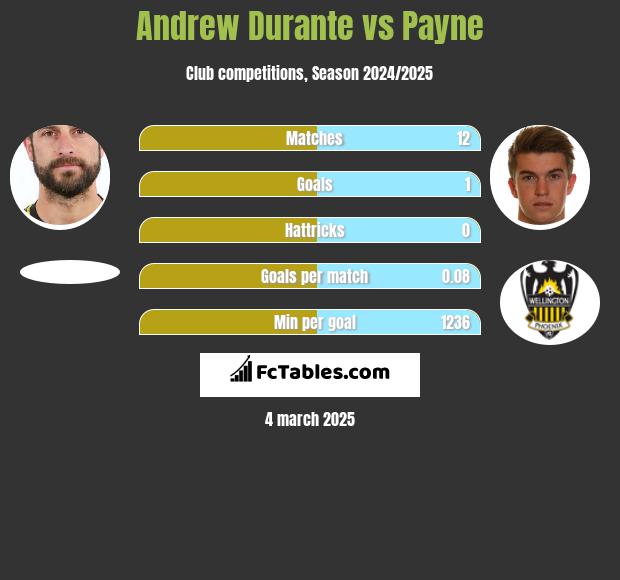 Andrew Durante vs Payne h2h player stats