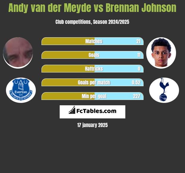 Andy van der Meyde vs Brennan Johnson h2h player stats