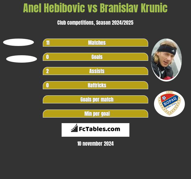 Anel Hebibovic vs Branislav Krunic h2h player stats