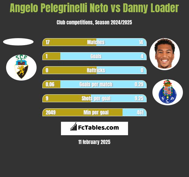 Angelo Pelegrinelli Neto vs Danny Loader h2h player stats