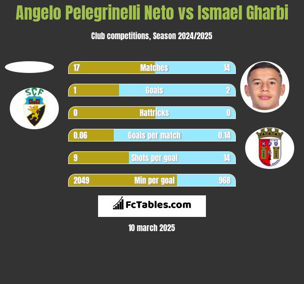 Angelo Pelegrinelli Neto vs Ismael Gharbi h2h player stats