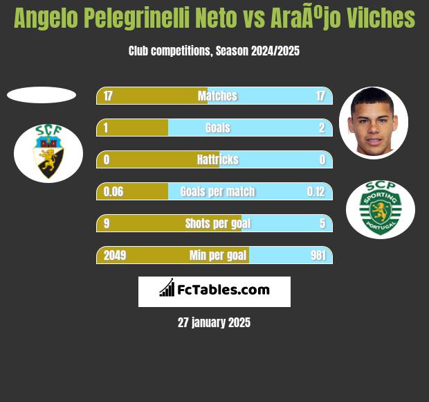 Angelo Pelegrinelli Neto vs AraÃºjo Vilches h2h player stats