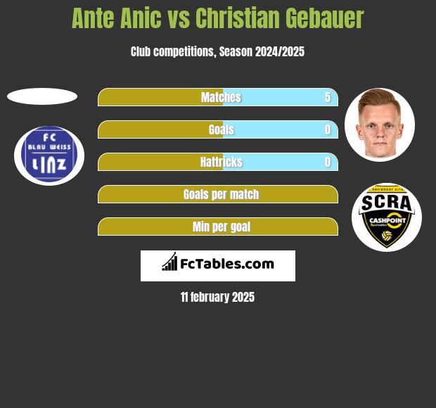 Ante Anic vs Christian Gebauer h2h player stats