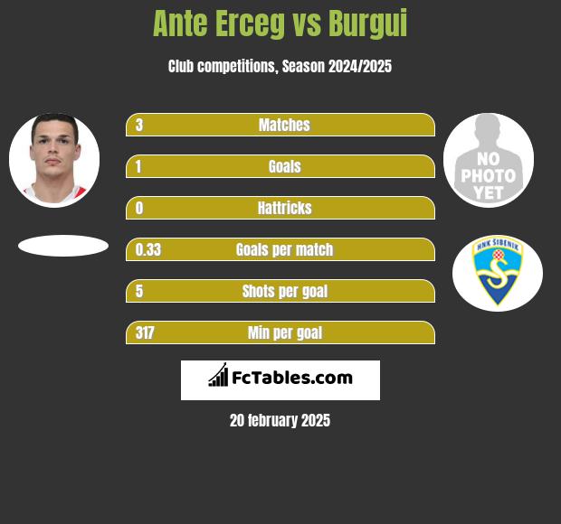 Ante Erceg vs Burgui h2h player stats