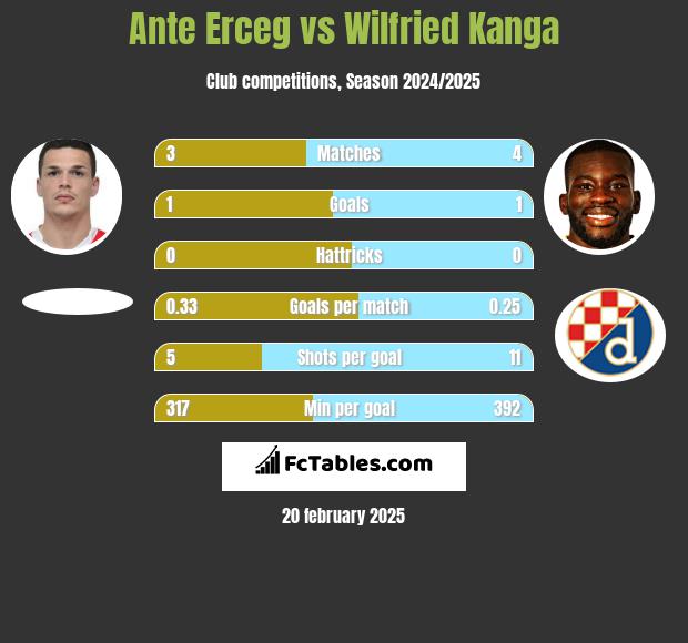 Ante Erceg vs Wilfried Kanga h2h player stats