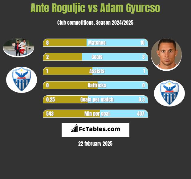 Ante Roguljic vs Adam Gyurcso h2h player stats