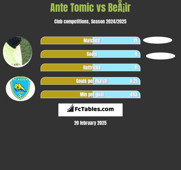 Ante Tomic vs BeÅ¡ir h2h player stats