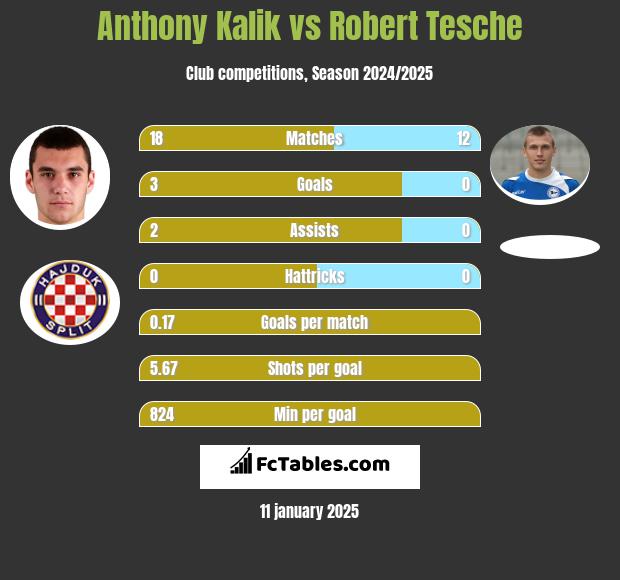 Anthony Kalik vs Robert Tesche h2h player stats